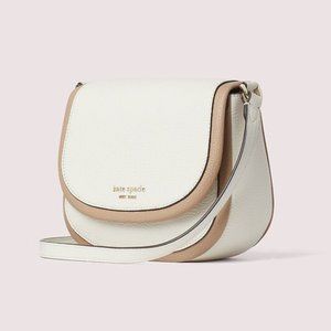 NWOT Kate Spade Roulette Small Saddle Bag Purse Cross Body Parchment Multi
